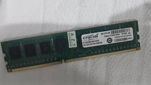 rucial 8GB DDR3 Desktop RAM 1600 MHz240-pin: 2Rx8 (Dual Rank
