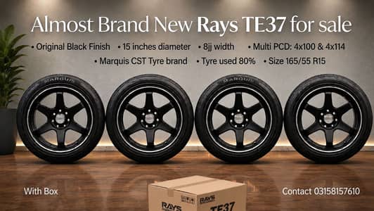 15Inch 4nut Rim Tyre Black Te37s