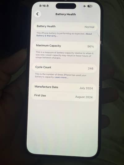 Apple iPhone 15 Pro Max 96% 10/10 natural titanium