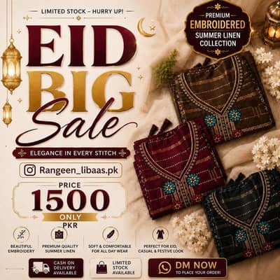 New Eid Collection 2026 – Embroidered Linen Suits
