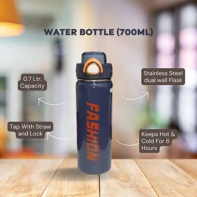 700ml Vacuum Flask Water Bottle - Hot & Cold Thermos with Straw & Loc