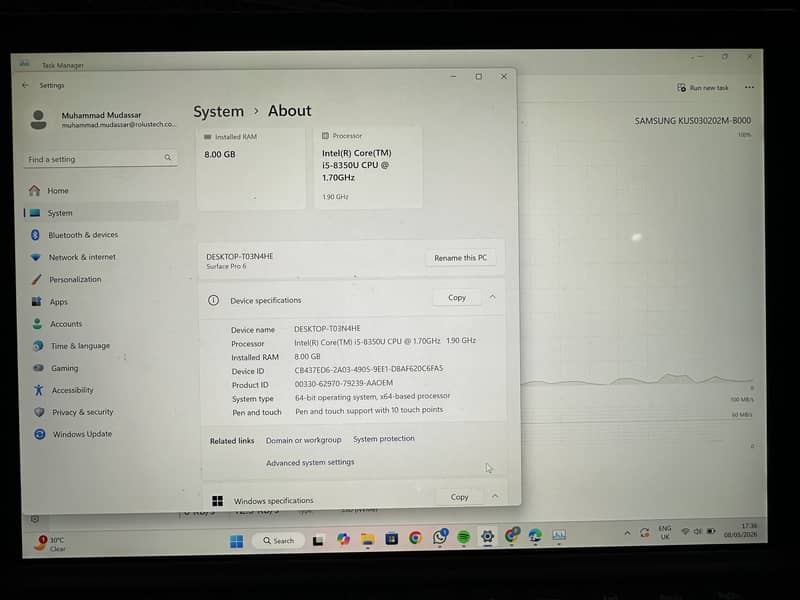 Microsoft surface pro 6 3