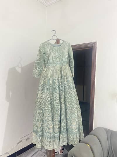 3 piece teal green maxi with heavy work for weddings and party