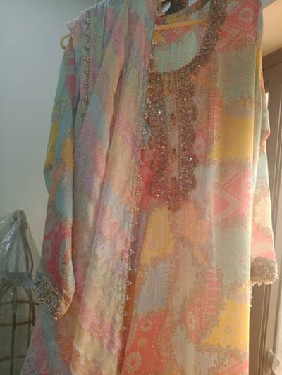 Colorful 3pc silk suit unused