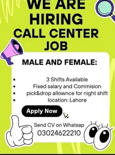 Call center Part time jobs boys and girls
