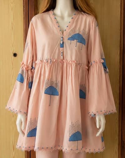 SAYA branded cotton jacquard ready to wear frock -Medium size|preloved