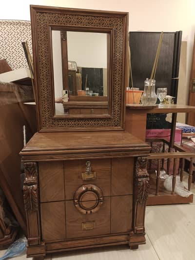 Wooden Side Tables with Mirror Set – Stylish & Solid (2 Pieces)