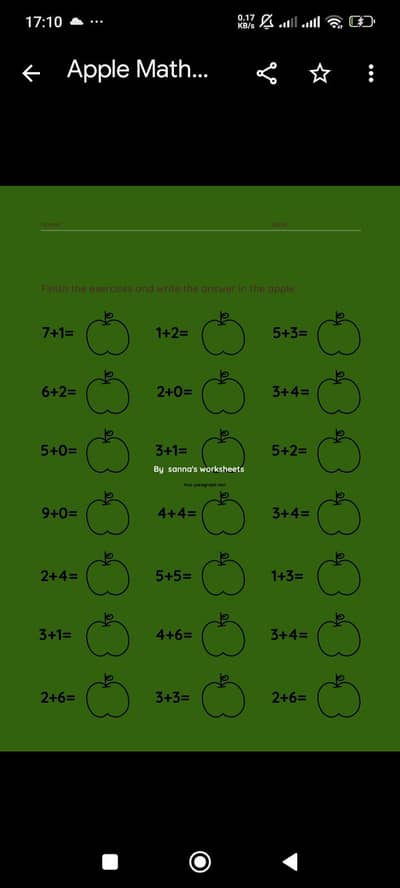 KG-1 Maths Worksheet PDF - Apple Counting  50 Rs Only