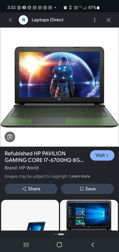 Hp Pavillion gaming notebook i7 6th gen 16 gb ram 512 ssd