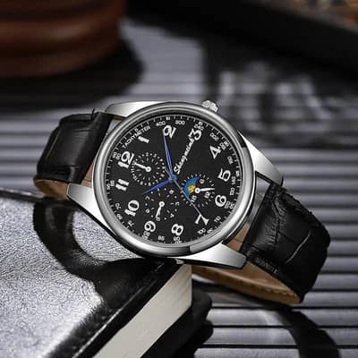 watch quartz watch brown leather belt 40mm  silver dial