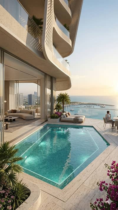 Ultra-Luxury 2BR Apartment with Private Terrace Pool | The Tilt Tower, HMR Waterfront
