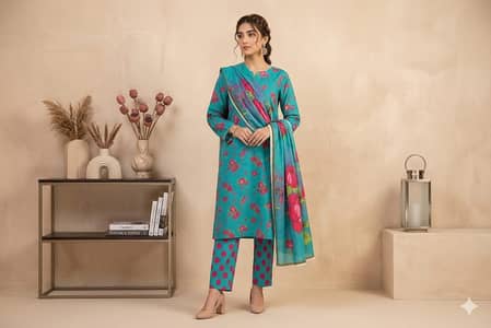 3 piece suit  lawn unstitched cod sargodha