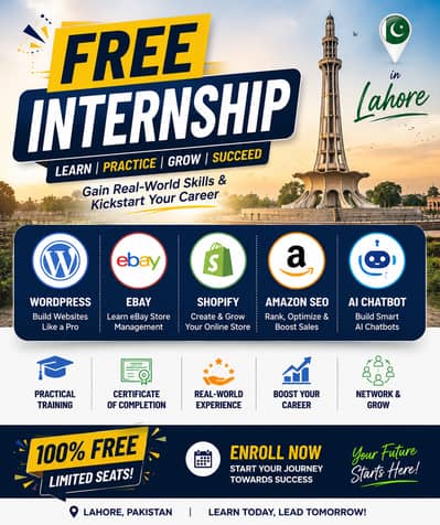  Free Internship Program in Lahore – Learn WordPress, eBay, Shopify