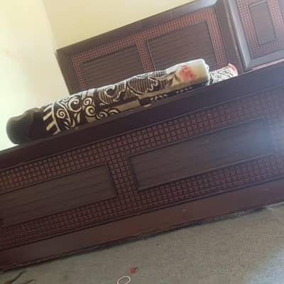 king size bed with mattress with two side tables_good condition