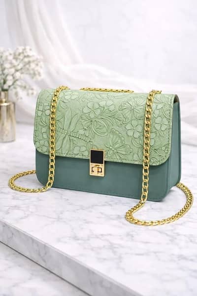 Imported Floral Embossed Crossbody Bag with Gold Chain | 6 Colors