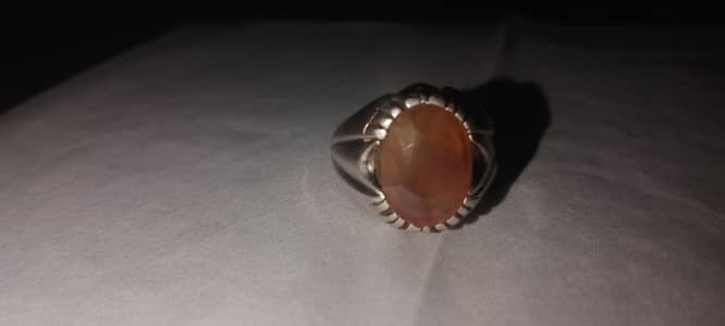 pure Italian silver ring with original certified African pukhraj stone