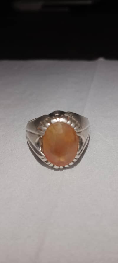 pure Italian silver ring with original certified African pukhraj stone