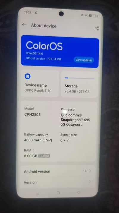 OPPO Reno 8t 5g non p. t. a 12/256 10/8