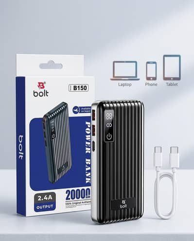Bolt B152 Power Bank 20,000mAh - Fast Charging 2.4A - Free Delivery