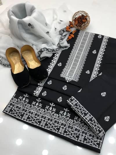 black Cross stitch 3 PC suit