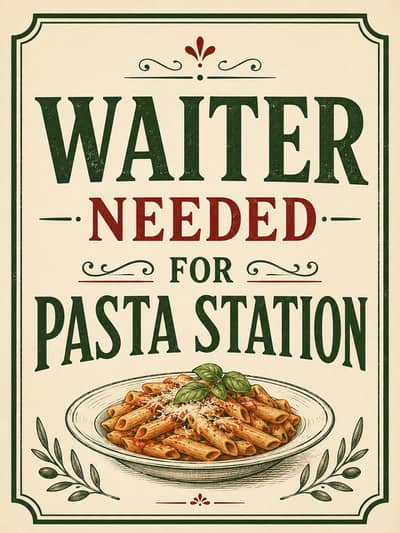 We are hiring waiter , at bahria town karachi