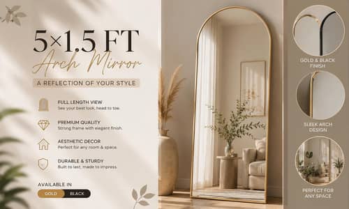 5×1.5 FT Arch Mirror