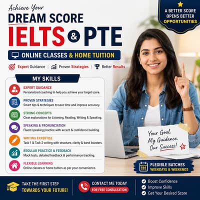 IELTS AND PTE HOME TUITION ONLINE CLASSES