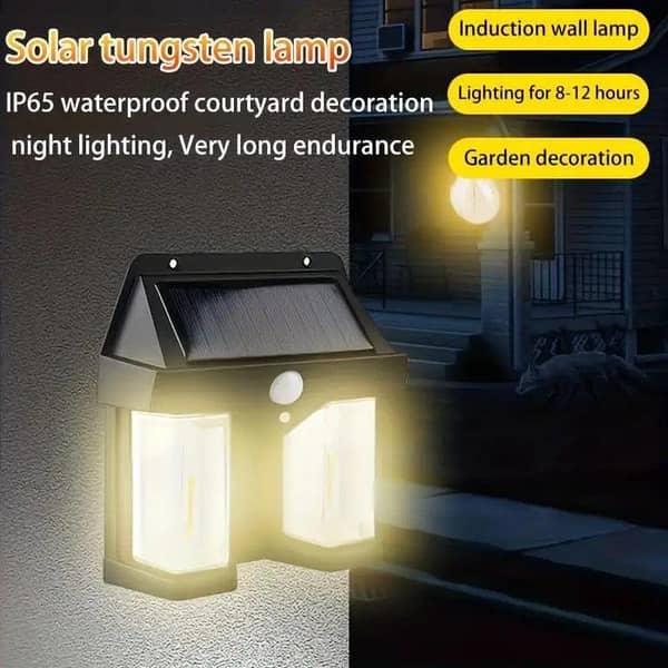 Double Head Antique Solar Sensor Lamp, Wall Mounted Courtyard Villa Garage Wall Light