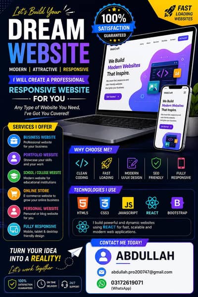 I will create a professional and responsive website fore you
