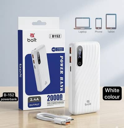 Bolt B152 Power Bank 20,000mAh - Fast Charging 2.4A - Delivery Free