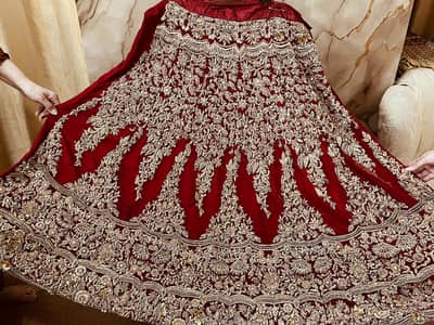 Red Bridal Lehenga - Heavy Golden zari Work