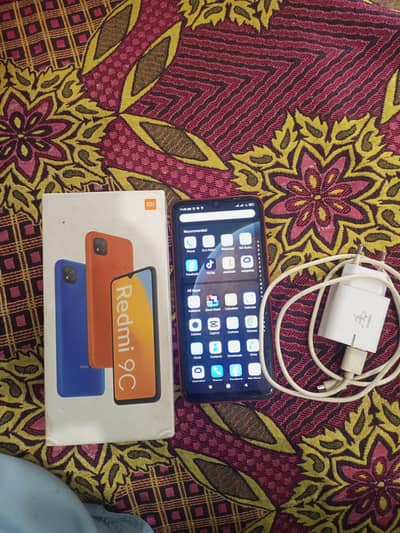 Redmi 9c with box charge sth ha only touch glass change or finger off