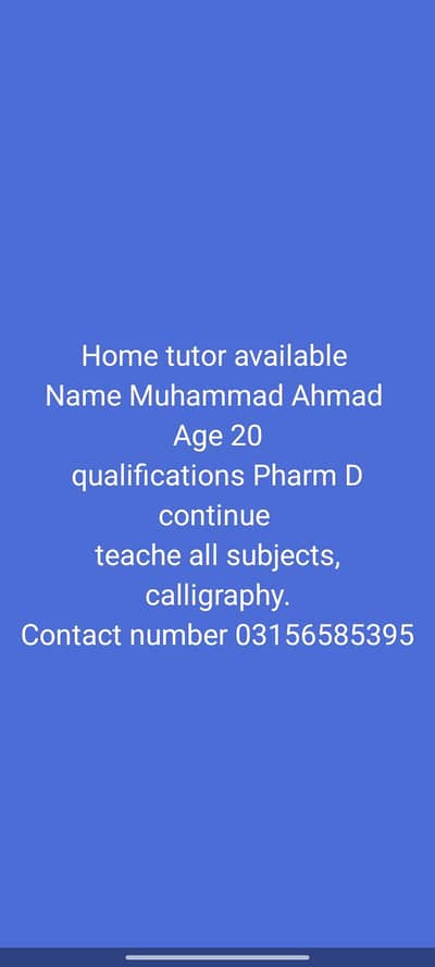 Home tutor available