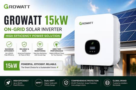 Growatt 15kW On-Grid Solar Inverter – High Efficiency Power Solution