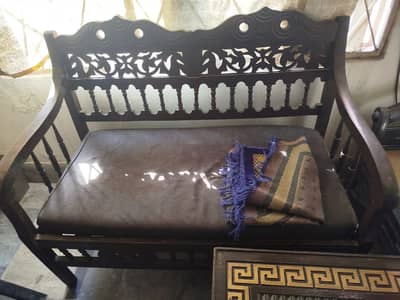 Artistic and Crafted wood Sofa chairs with Glass Trolly