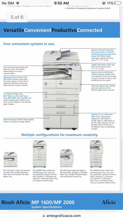 Ricoh Aficio MP 2000 – Excellent Condition Photostat Machine for Sale