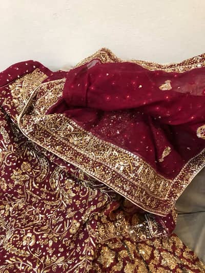 Bridal Maroon & Gold Heavy Embroidered Lehenga  Wedding Wear