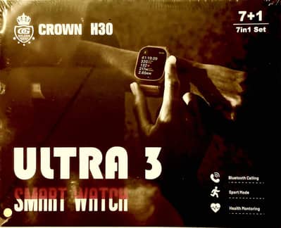 Crown H30 Ultra 3 Smart Watch - 7-in-1 Set | Bluetooth Calling