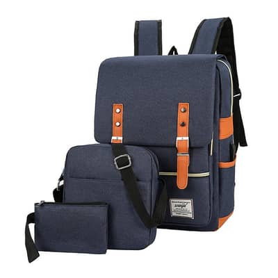 gray bussiness travel backpack set with USB charging