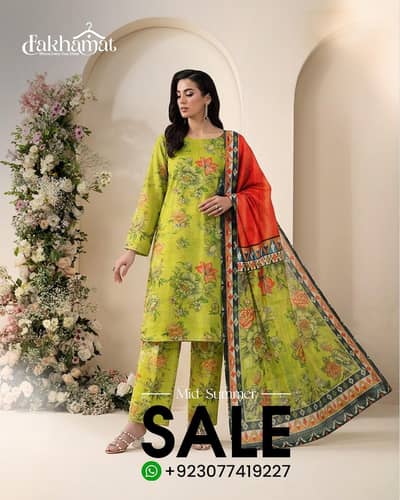  Pure Lawn Printed 3Piece Suit 