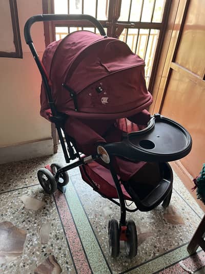 HAOQI Premium Baby Pram/Stroller – Maroon – Excellent Condition