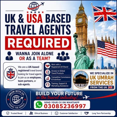 UK Travel Agent Jobs | USA Travel Agency Hiring | Umrah Consultant Job