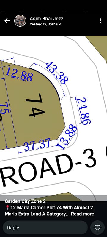 14 Marla 3 Side Open Corner Plot for Sale