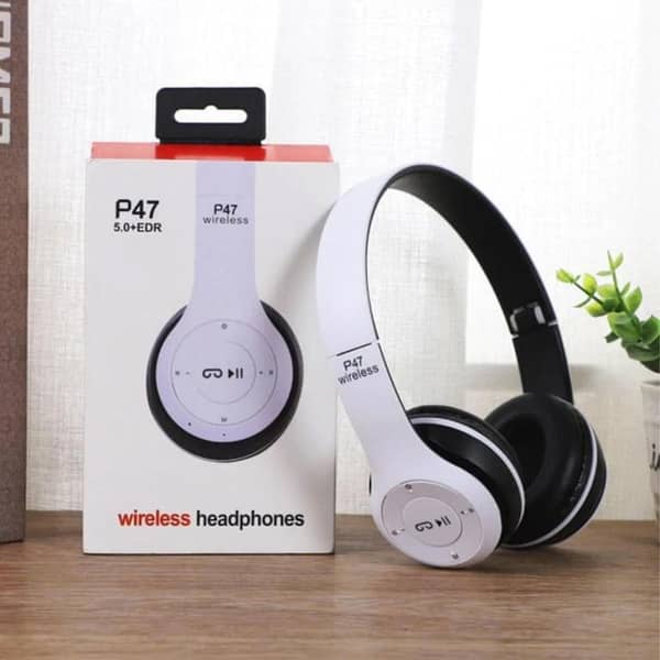 PACK OF 2 PCs ORIGINAL IMPORTED P47 Wireless Bluetooth Head Phones Foldable, Super Bass & Multi-Color Freedom