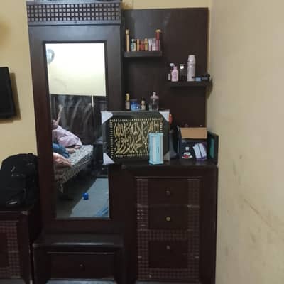 king size bed with two side tables ND dressing