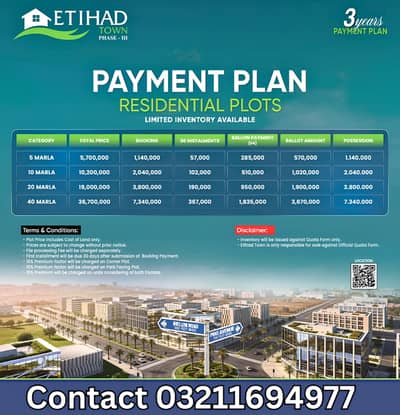 5 Marla plot for sale in Etihad Town phase 3