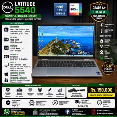 Dell Latitude 5540 Intel Ci5 13th Gen 16GB RAM 512GB SSD 15.6 FHD IPS