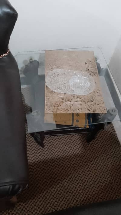 5 Seater Sofa Set with Glass Center Table – Good Condition”