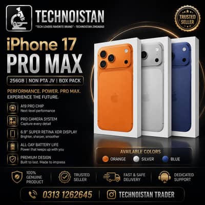 iPhone 17 Pro Max 256GB Non PTA JV | Box Pack | Blue, Silver & Orange