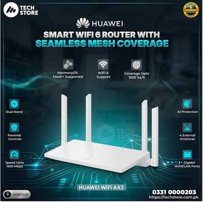 Huawei WiFi AX2 Dual-Band AX1500 WiFi 6 Router